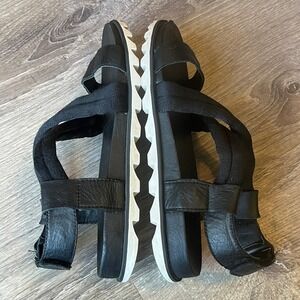 Sorel Roaming Decon Sandals Black Leather Fabric Straps Womens 7‎ UK 5 EU 38